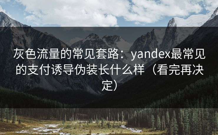 灰色流量的常见套路：yandex最常见的支付诱导伪装长什么样（看完再决定）