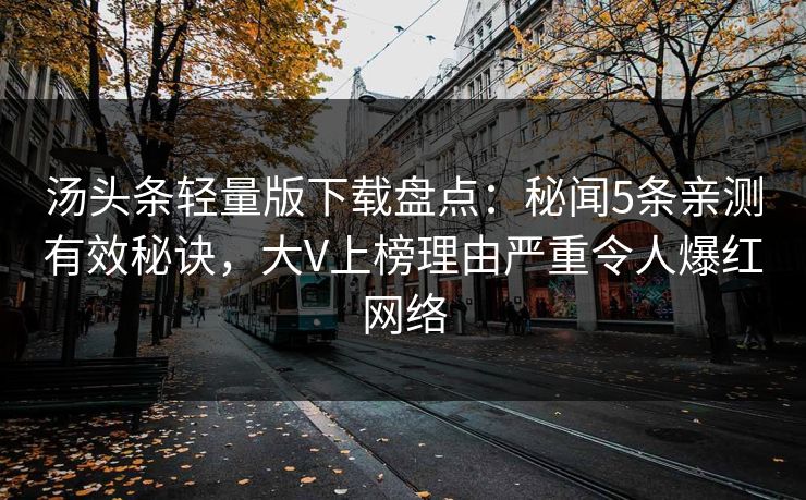 汤头条轻量版下载盘点：秘闻5条亲测有效秘诀，大V上榜理由严重令人爆红网络